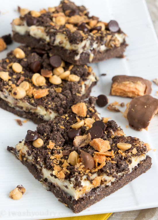 Butterfinger Cheesecake Bars by I Wash You Dry