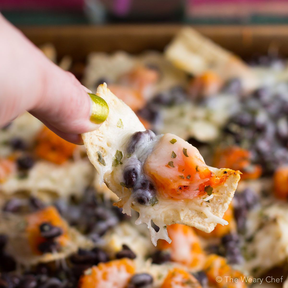 Add Fall flavor and a healthy vegetable to nacho night with these Butternut Squash and Black Bean Nachos!