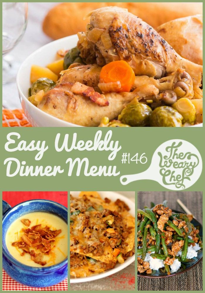 This week's easy dinner menu features hearty meals that are loaded with vegetables!