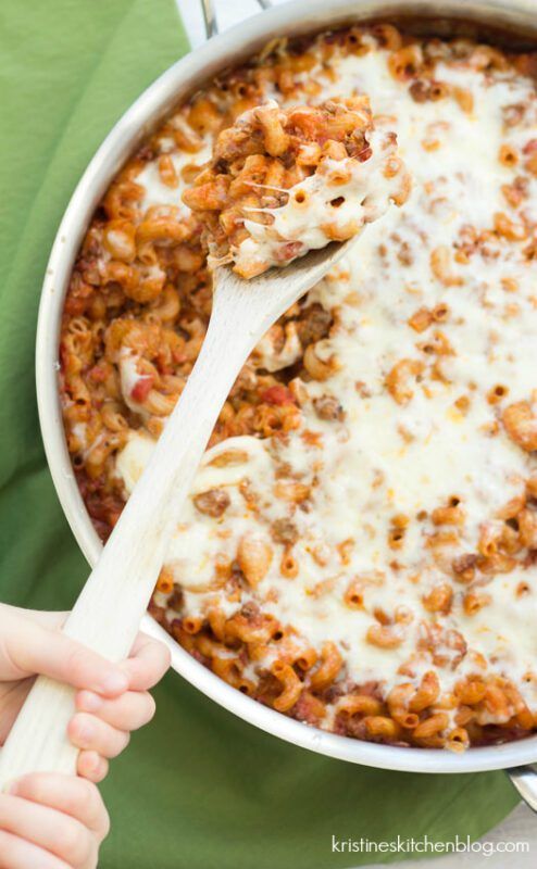 Easy Cheesy Beef and Pasta Skillet by Kristine's Kitchen