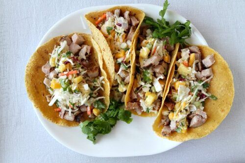 Grilled Pork Tacos with Tropical Slaw by Recipe Girl