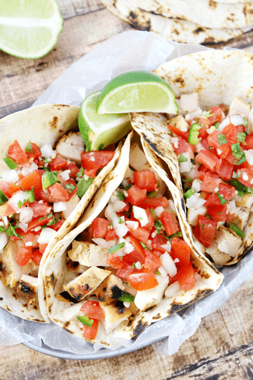 Grilled Chicken Fresco Tacos by Love Bakes Good Cakes