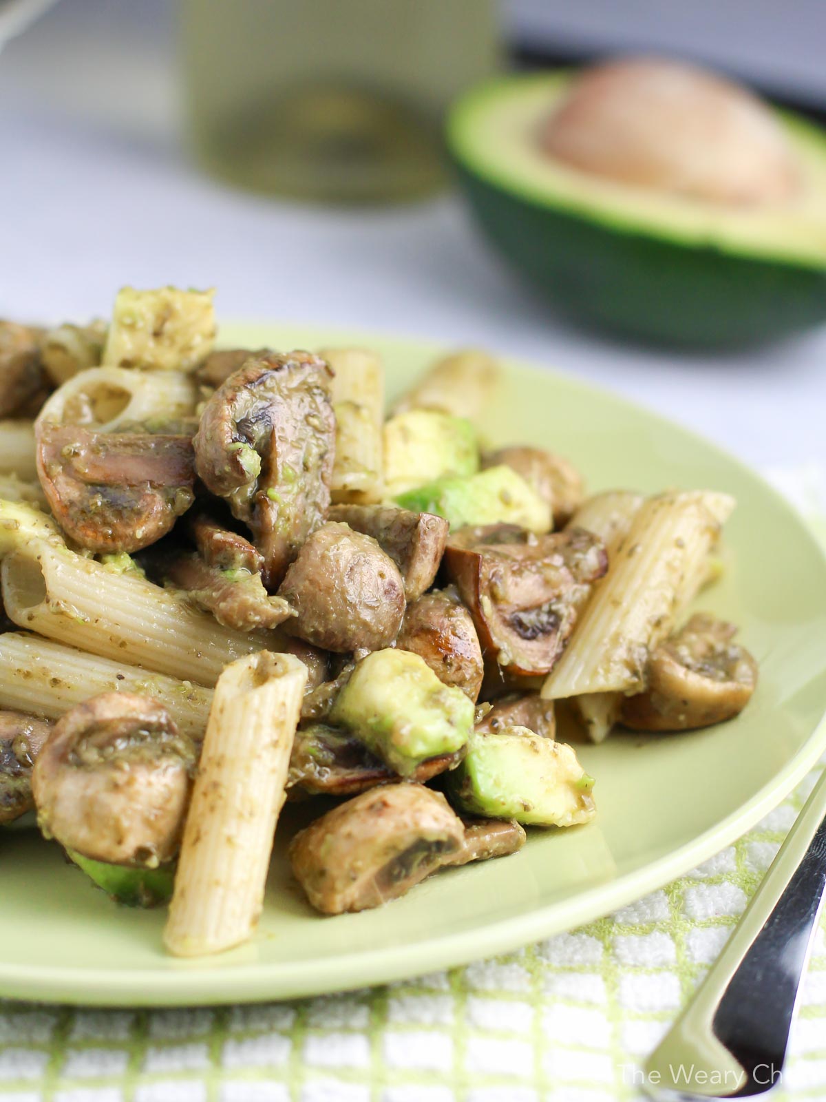 Mushroom Avocado Pesto Pasta Recipe - The Weary Chef