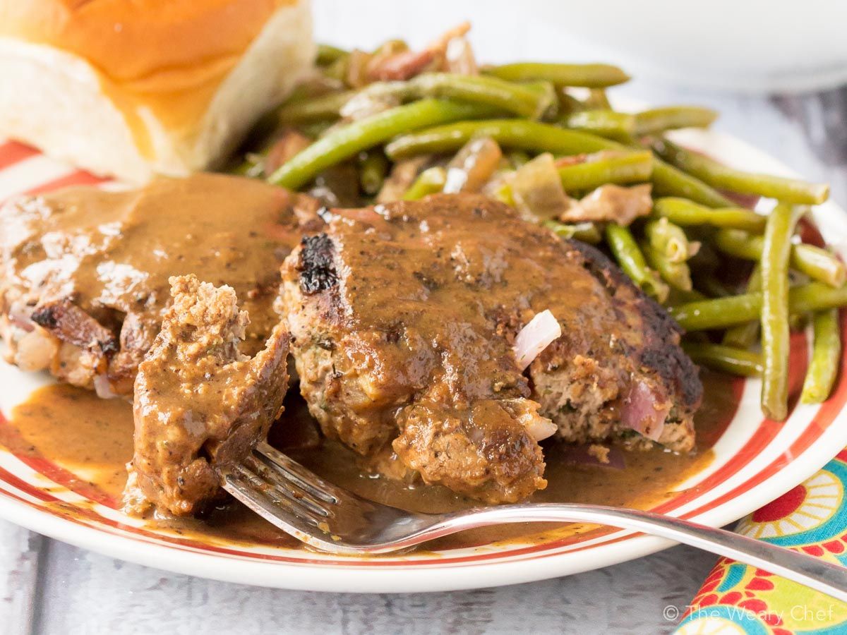 Beef Patties With Onion Gravy - The Midnight Baker