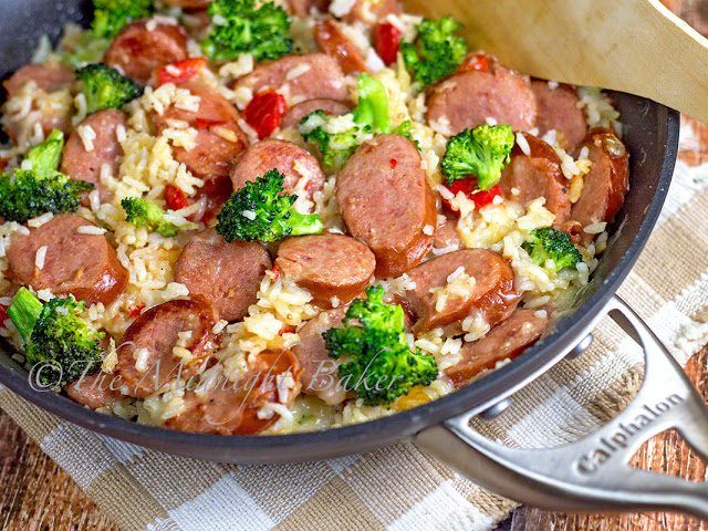 Smoked Sausage and Cheesy Rice by The Midnight Baker