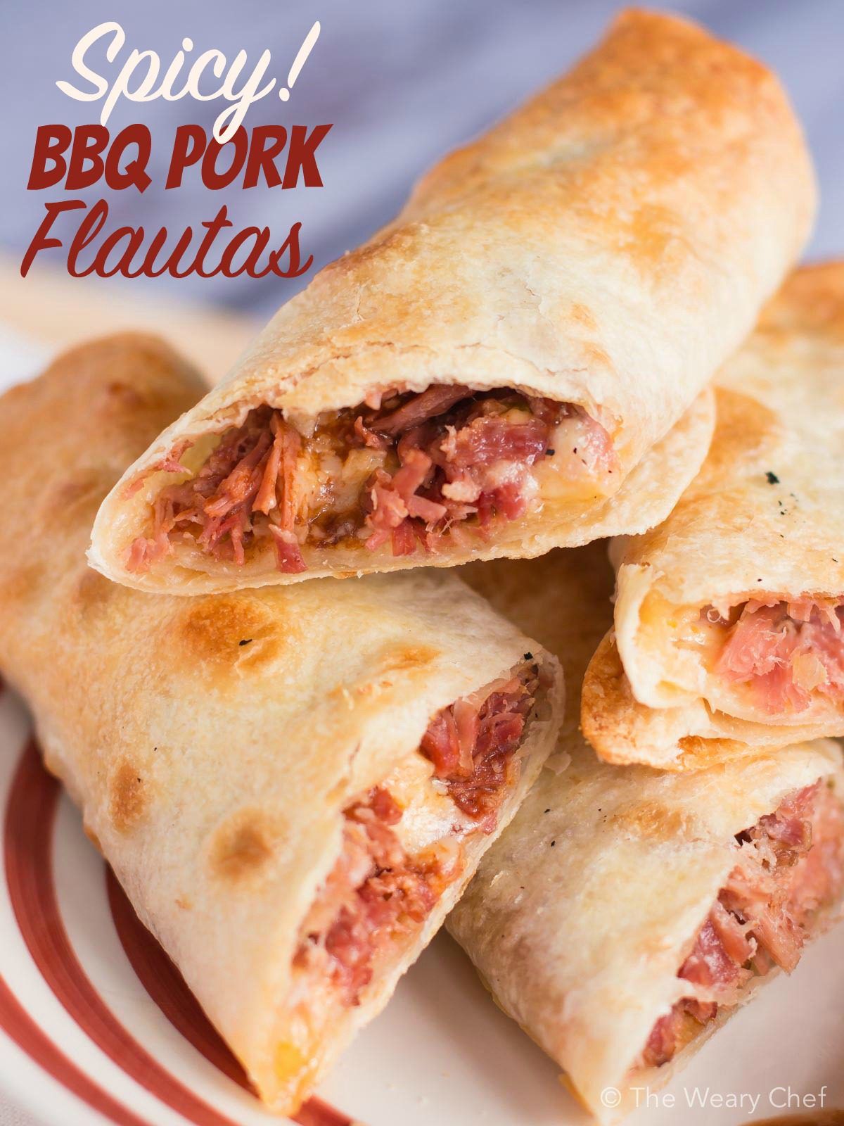 Get ready for a perfect gameday snack or meal with these easy, spicy BBQ Pork Flautas!