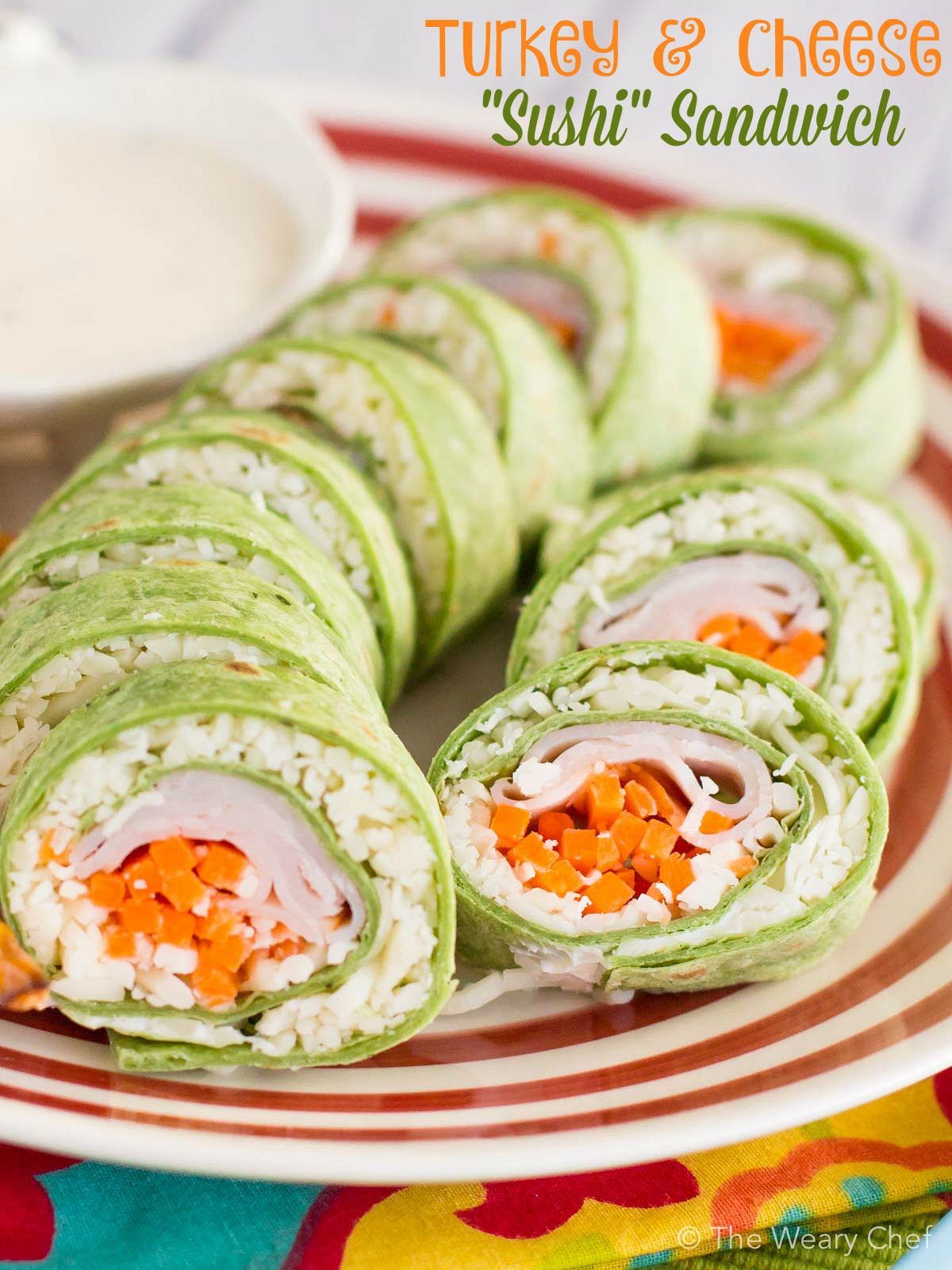 Pack some fun in your child's lunch with these turkey and cheese sushi sandwich rolls!