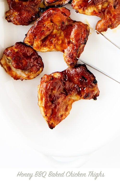 Honey BBQ Baked Chicken Thighs Recipe by Dine and Dish