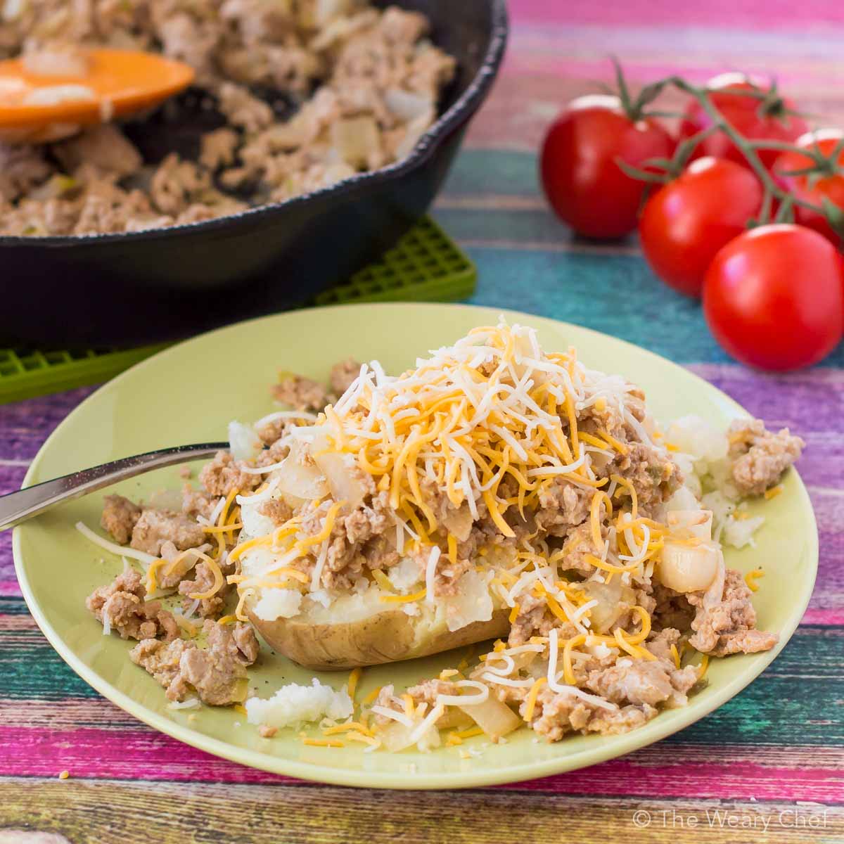 You are going to LOVE these quick and easy cheeseburger stuffed baked potatoes! Enjoy the flavor of cheeseburger and fries in one gluten-free dish!