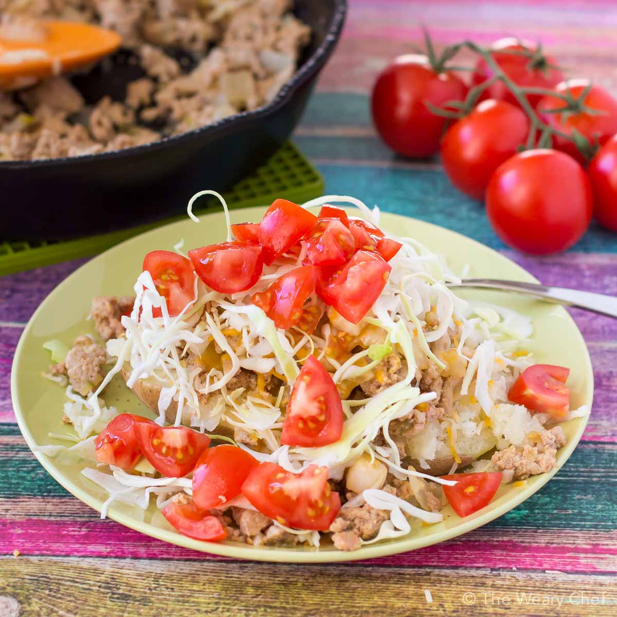 You are going to LOVE these quick and easy cheeseburger stuffed baked potatoes! Enjoy the flavor of cheeseburger and fries in one gluten-free dish!