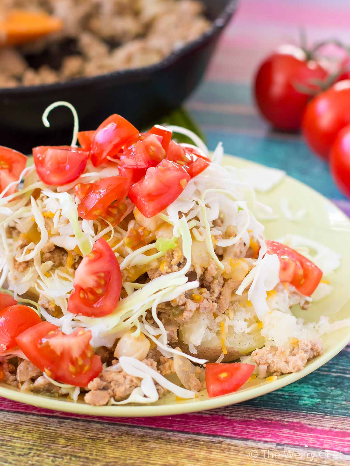 You are going to LOVE these quick and easy cheeseburger stuffed baked potatoes! Enjoy the flavor of cheeseburger and fries in one gluten-free dish!