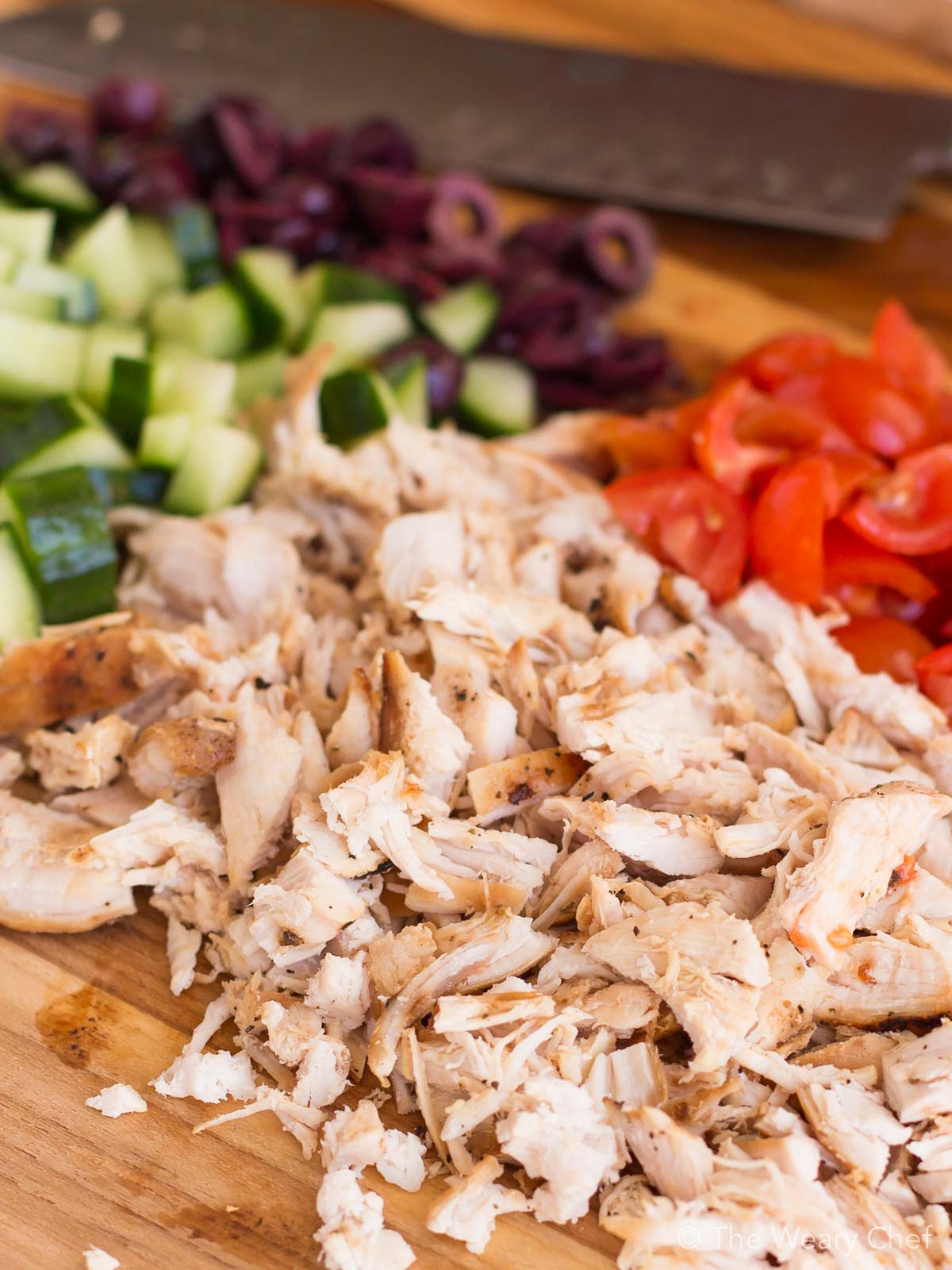 This easy chicken salad is made with organic ingredients and with a Greek twist!