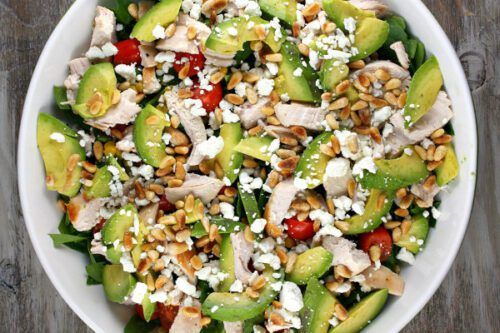 Spinach Salad with Chicken, Avocado and Goat Cheese by Recipe Girl