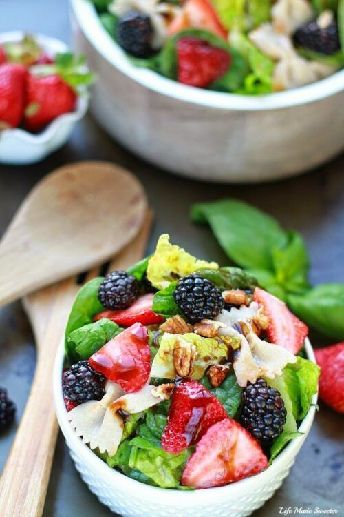 Mixed Berry Spinach Pasta Salad by Life Made Sweeter