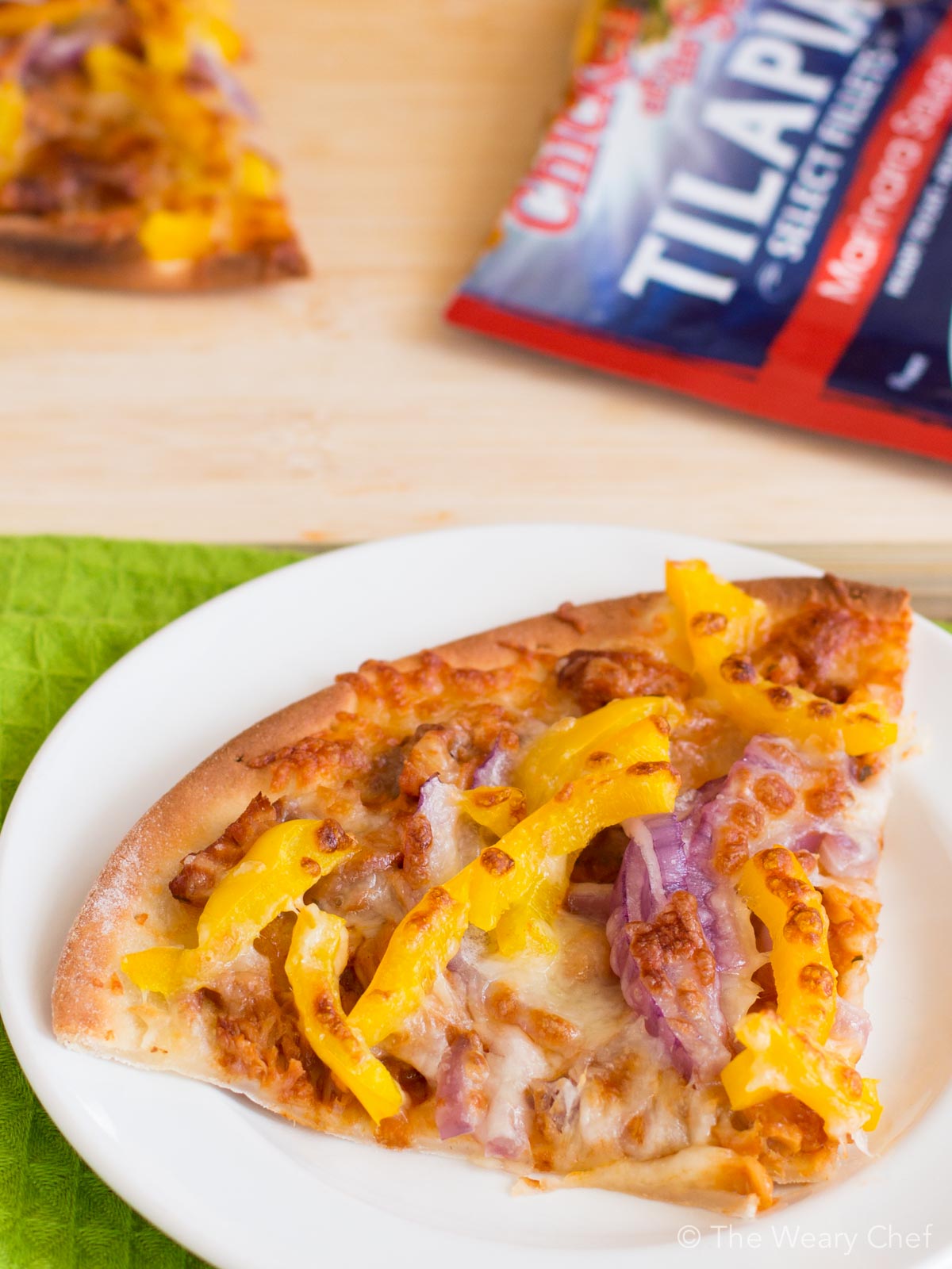 This quick and easy tilapia pizza makes a PERFECT lunch or dinner!