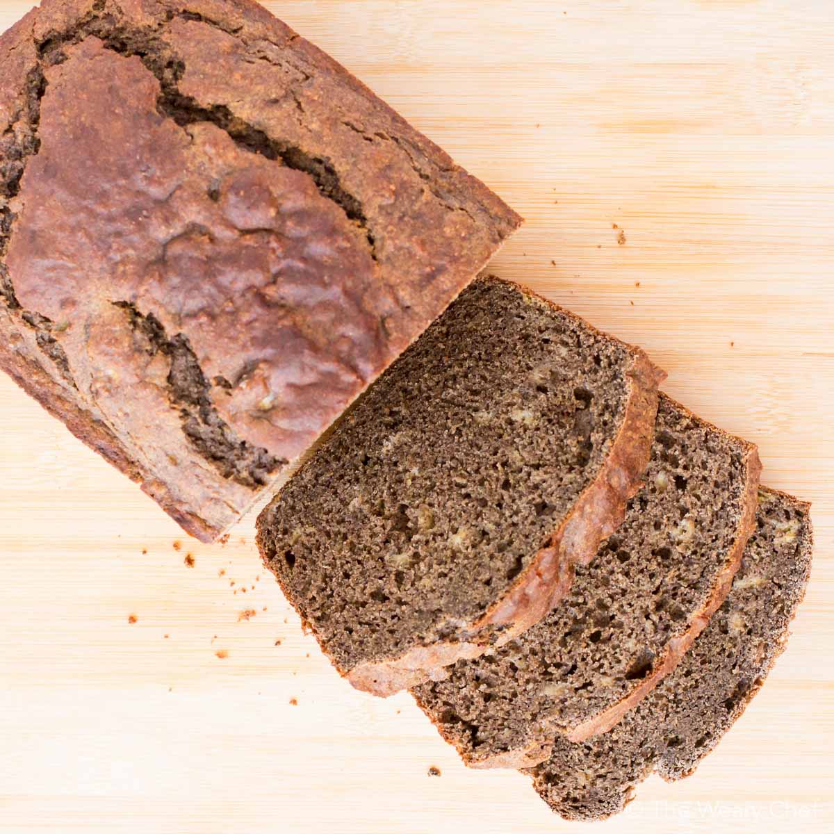 This healthy banana bread recipe is made with no oil, buckwheat flour, and low-sugar yogurt. You'll love starting your day with this wholesome and easy recipe!