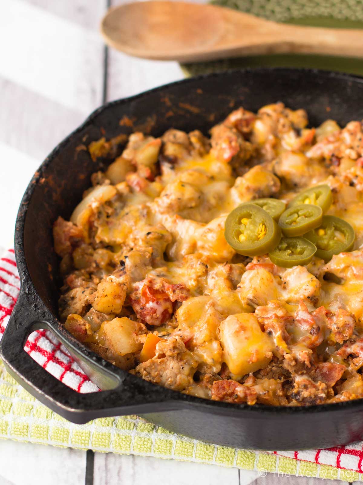 Cheesy Pork and Potato Breakfast Skillet Recipe - Show Me the Yummy