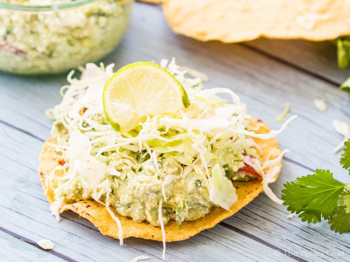 These tasty guacamole tostadas have a sneaky protein source and require NO cooking!