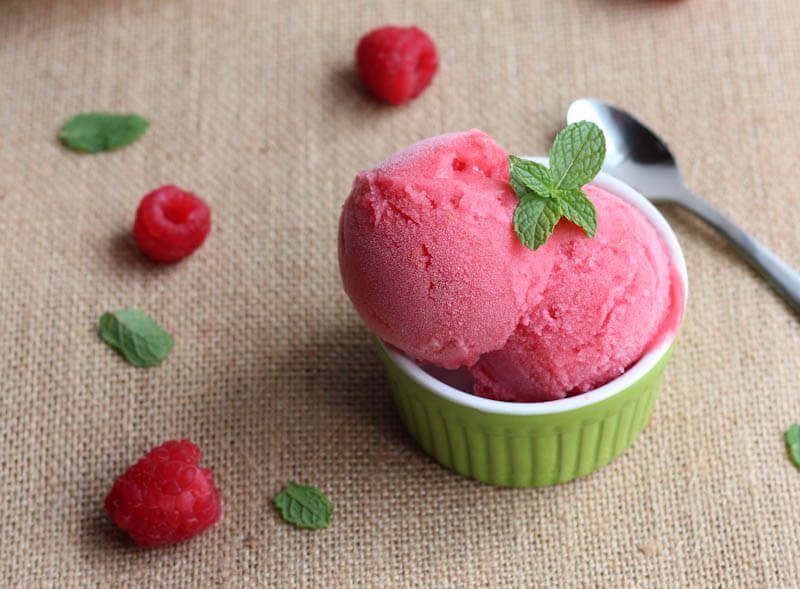 Raspberry Mint Sorbet by Spoonful of Flavor