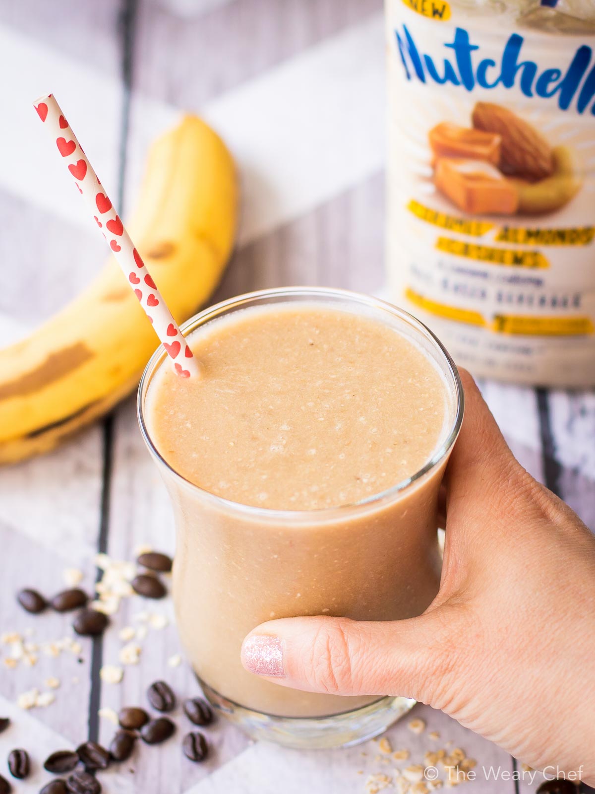 Grab a banana nut smoothie for a wholesome, tasty breakfast or snack!