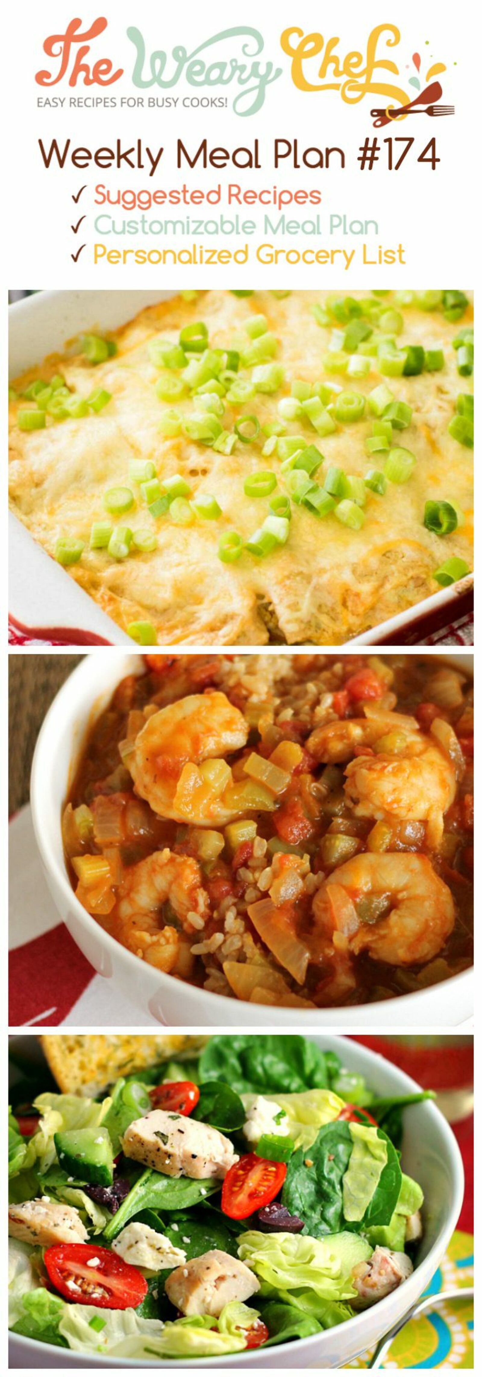 This week's menu of easy dinner recipes features Chile Relleno Casserole, Mexican Chicken Soup, Healthy Shrimp Etouffee, and lots more!