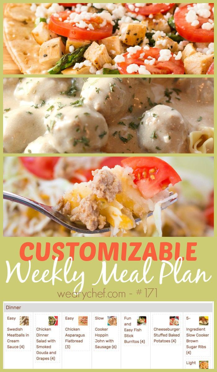 Check out this week's suggested meal plan featuring Swedish Meatballs, Chicken Flatbread, and more. Customize your menu and grocery list too!