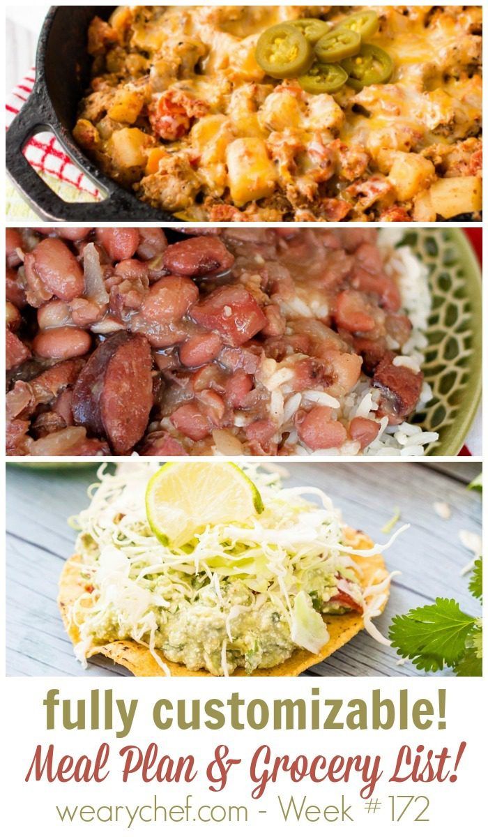 This week's menu features new recipes like Pork Skillet Hash and Guacamole Tostadas. Plus, don't miss favorites like Slow Cooker Red Beans and Rice and Pizza Pasta Casserole!