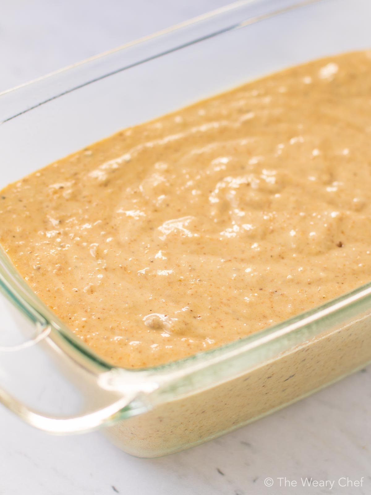 Using a blender to make peach bread gives a perfectly smooth batter.