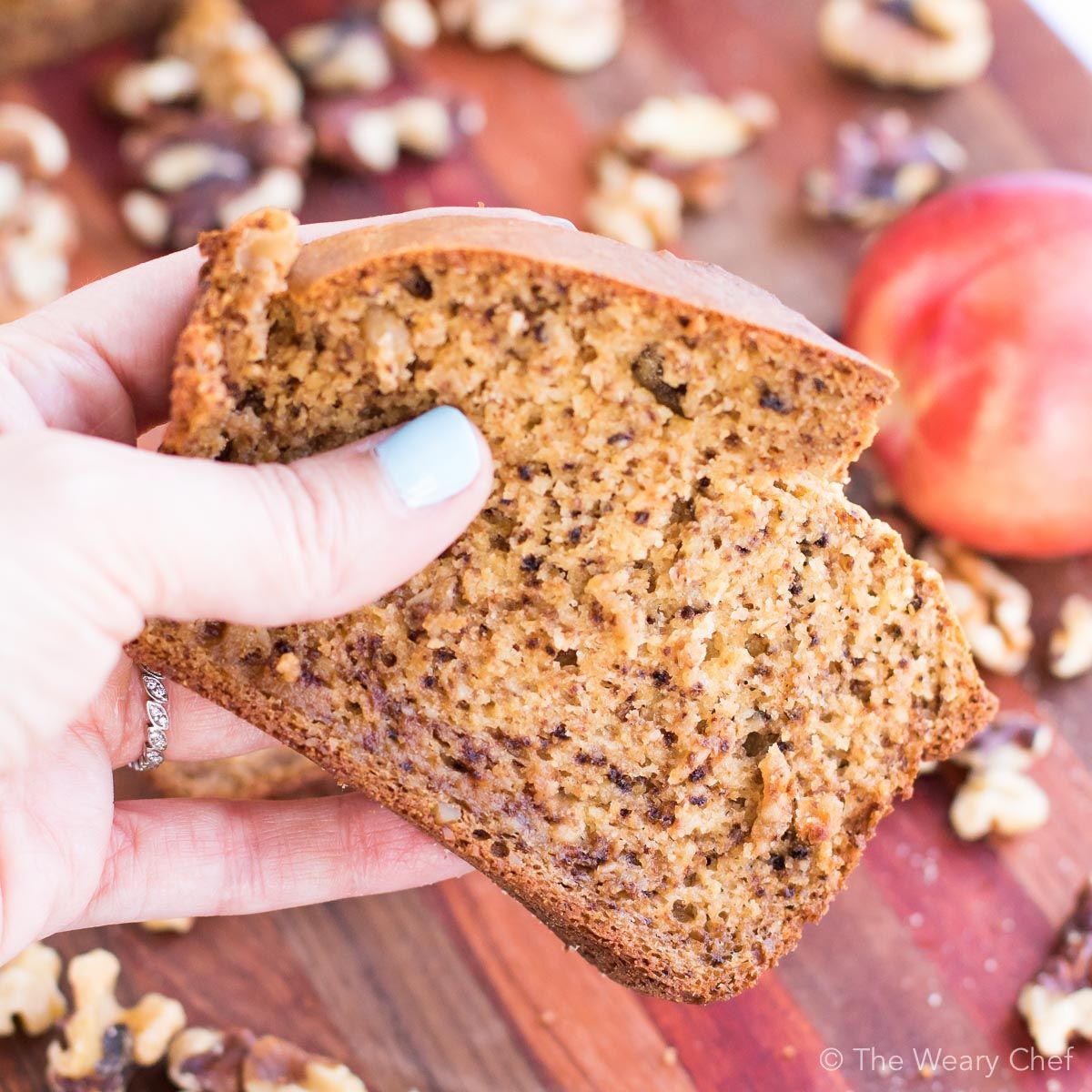 This peach bread with walnuts is easy to make with your blender!