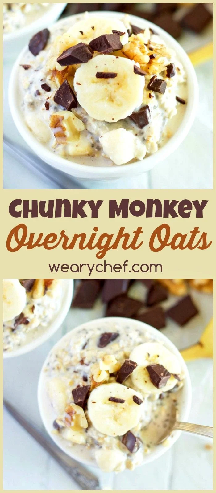 This overnight oats recipe with dark chocolate and banana makes for a deliciously satisfying and easy breakfast! 