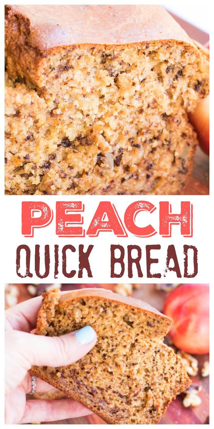 You are going to LOVE this peach walnut quick bread recipe, and you can even make it right in your blender! #peaches #quickbread #blender