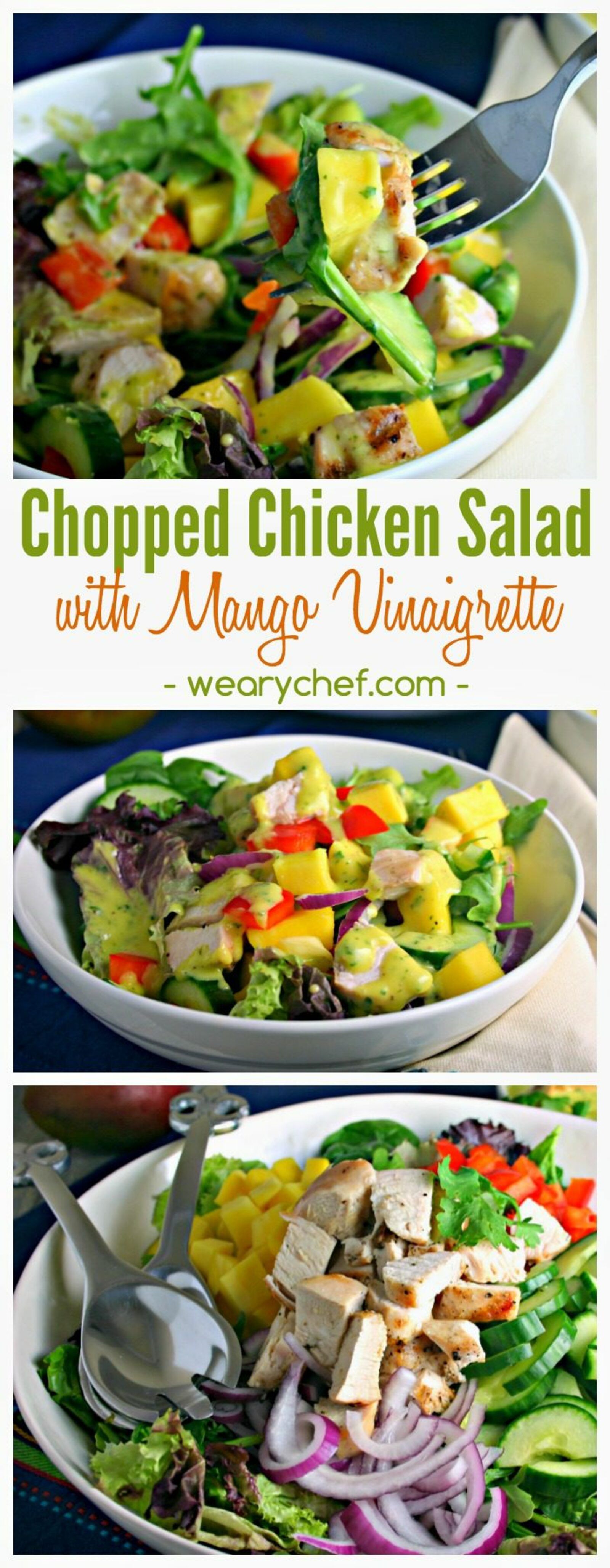 This fresh and healthy chopped salad with homemade mango vinaigrette should be on your dinner table this summer!