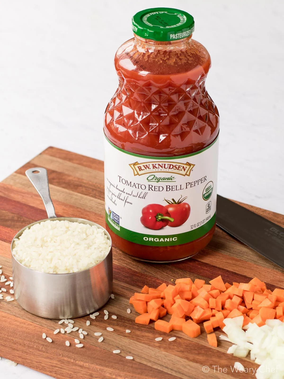 Homemade Mexican Rice is made even better with Organic Tomato Red Bell Pepper Juice!