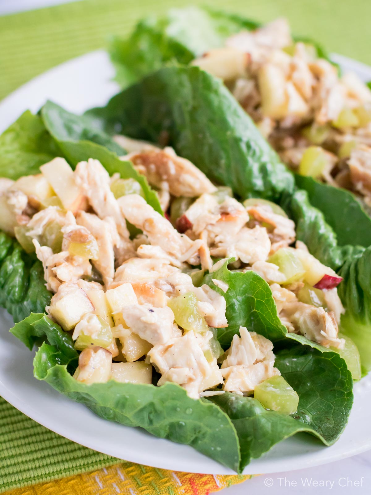 Waldorf Chicken Salad Lettuce Wraps - The Weary Chef