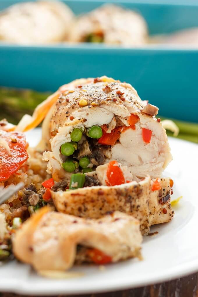 This asparagus stuffed chicken is well worth the minimal effort. Great for guests but easy enough for a weeknight dinner!