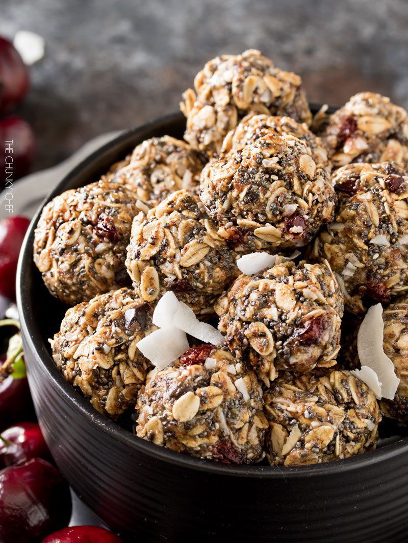 Cherry Chocolate Almond Energy Balls are an amazing afternoon pick-me-up or quick breakfast!