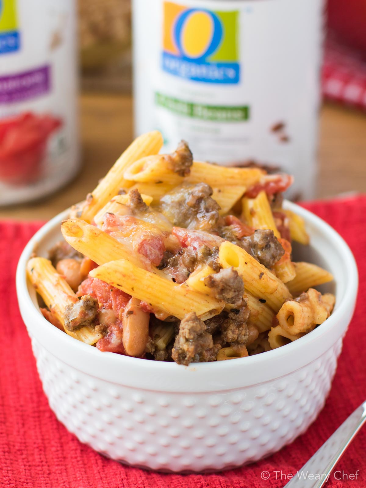 Chili Pasta Bake is a hearty meal loaded with protein. You'll love this quick and easy version of chili mac, and so will your kids!