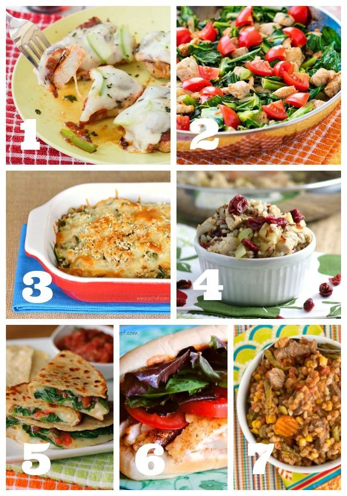 This week's menu of easy dinners includes two easy pork recipes, quick sandwiches and quesadillas, a sweet and savory rice skillet, and lots more!