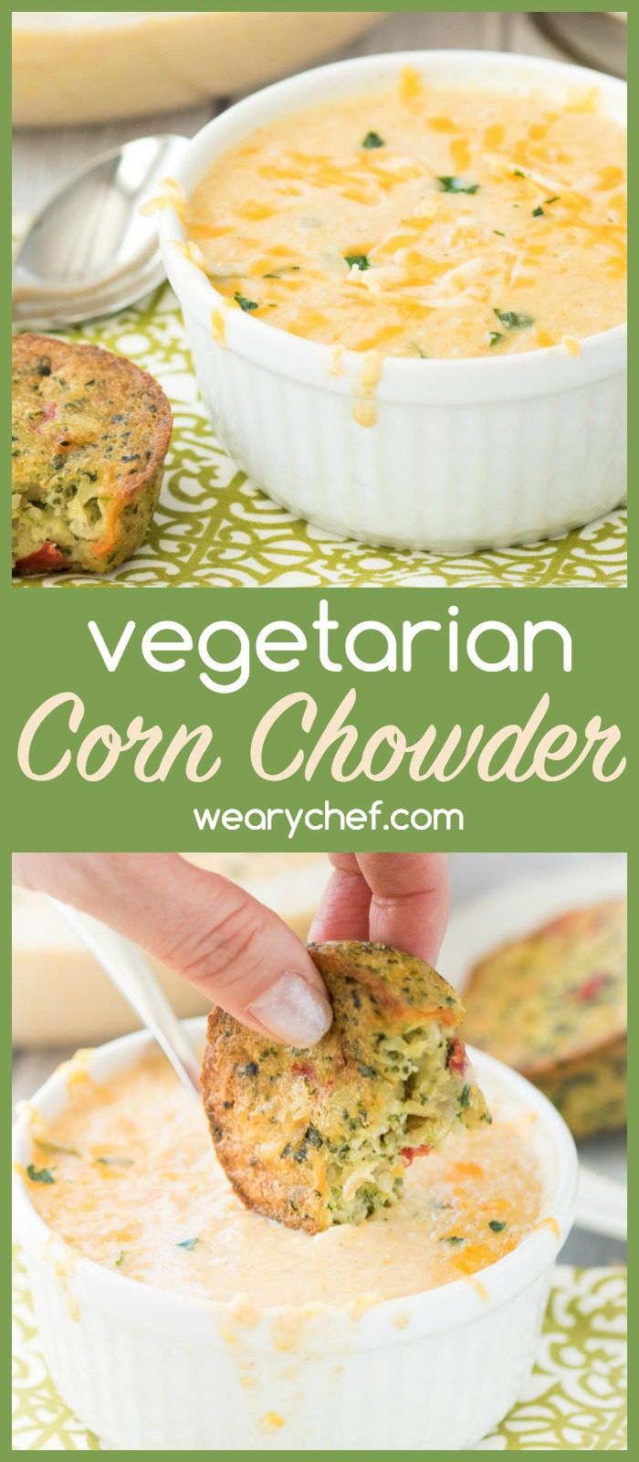 Your whole family will love this Vegetarian Corn Chowder! It's an easy dinner recipe just right for busy nights.