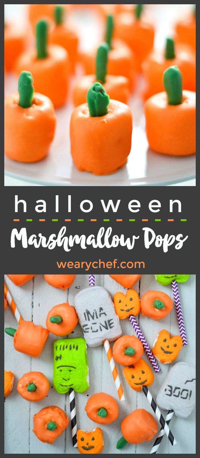 These cute Halloween pumpkin marshmallow pops are fun to make, cute to share, and tasty to eat!