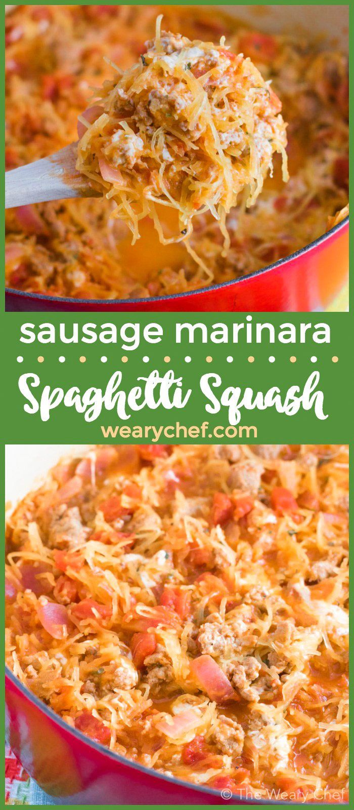 This easy skillet spaghetti squash marinara is a great low carb dinner recipe!