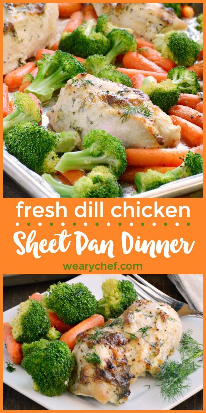 This aromatic Dill Chicken Sheet Pan Dinner with fresh carrots and broccoli is a quick and easy meal that your family will love!