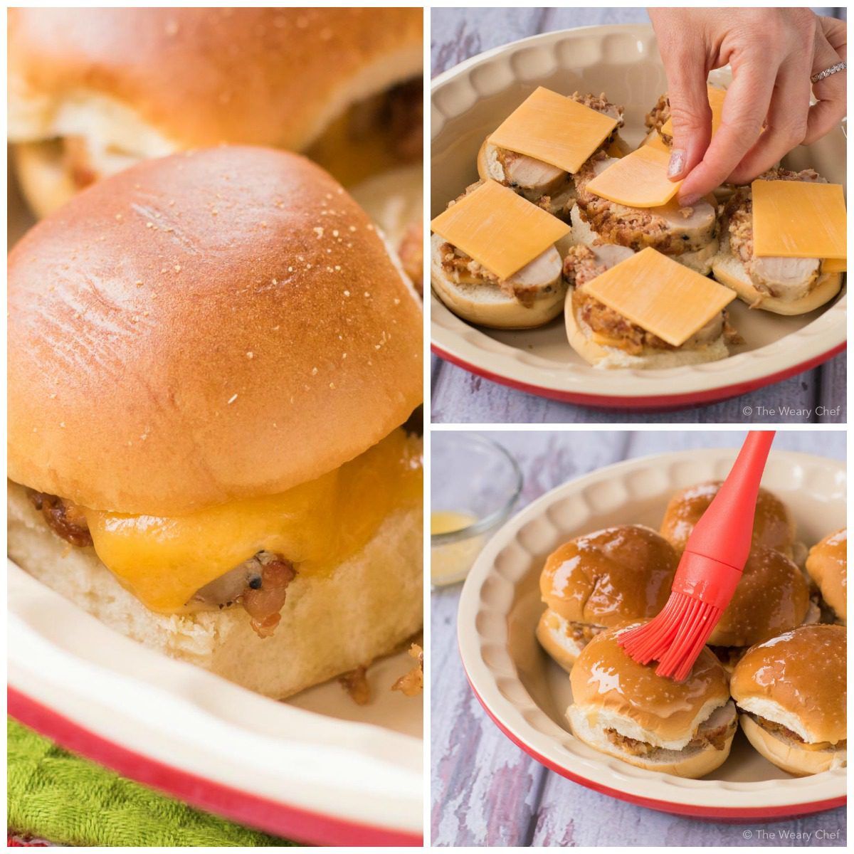 Bacon Cheddar Pork Sliders - It does not get any easier than these 3-ingredient baked sandwiches! Perfect for parties or a quick dinner!