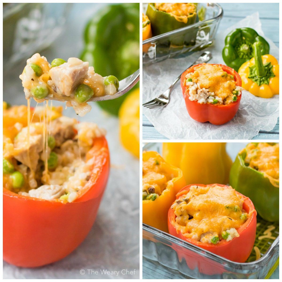 Dinner doesn't get easier than these pork and rice stuffed peppers! You only need six ingredients and a little time to get these cheesy peppers on the table tonight!