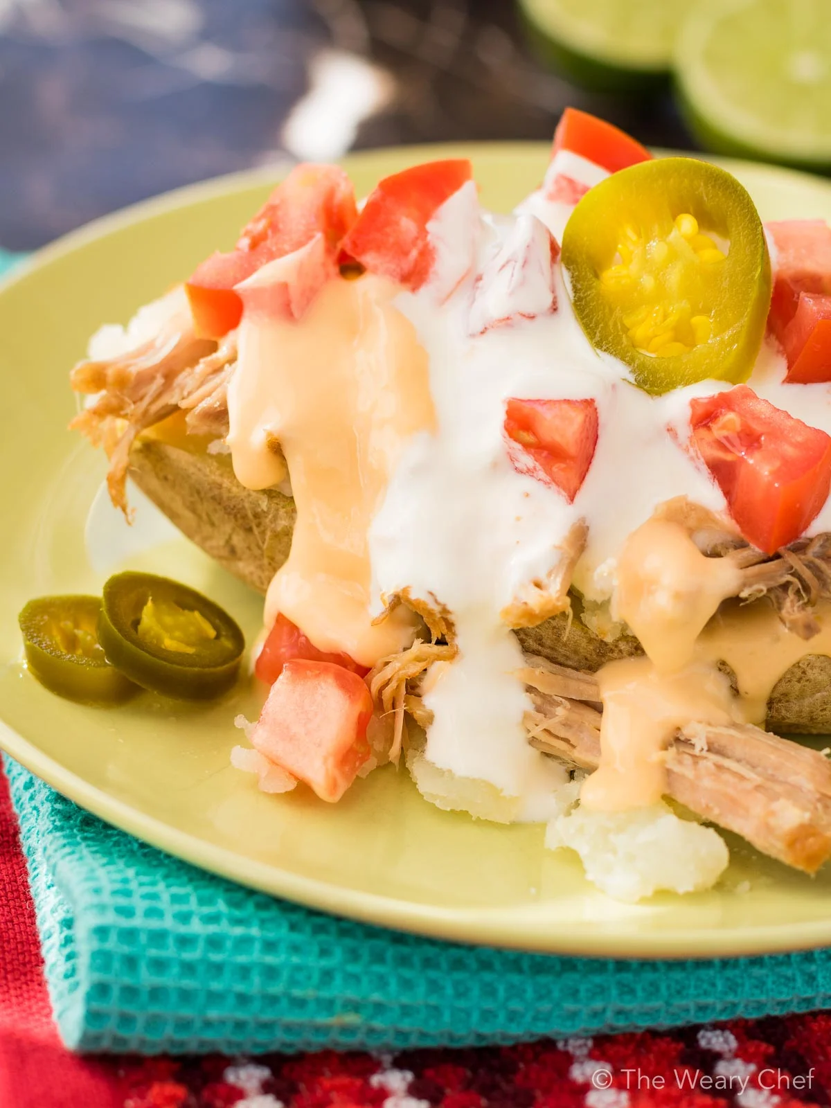 Queso Carnitas Loaded Potatoes are the best thing to happen to your dinner table in a while!