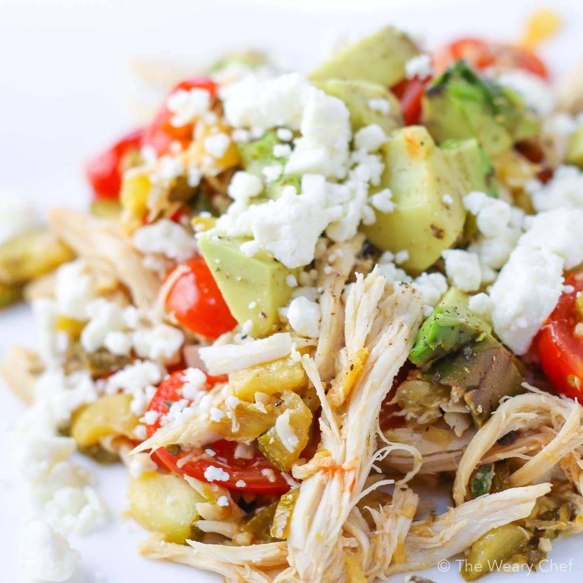 This quick and easy rotisserie chicken stir fry is loaded with fresh vegetables and topped with feta cheese. Serve it on its own or over couscous, rice, or pasta for a very satisfying dinner!