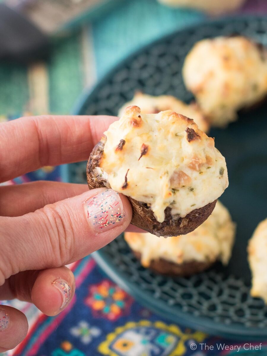 Easy Seafood Stuffed Mushrooms - The Weary Chef