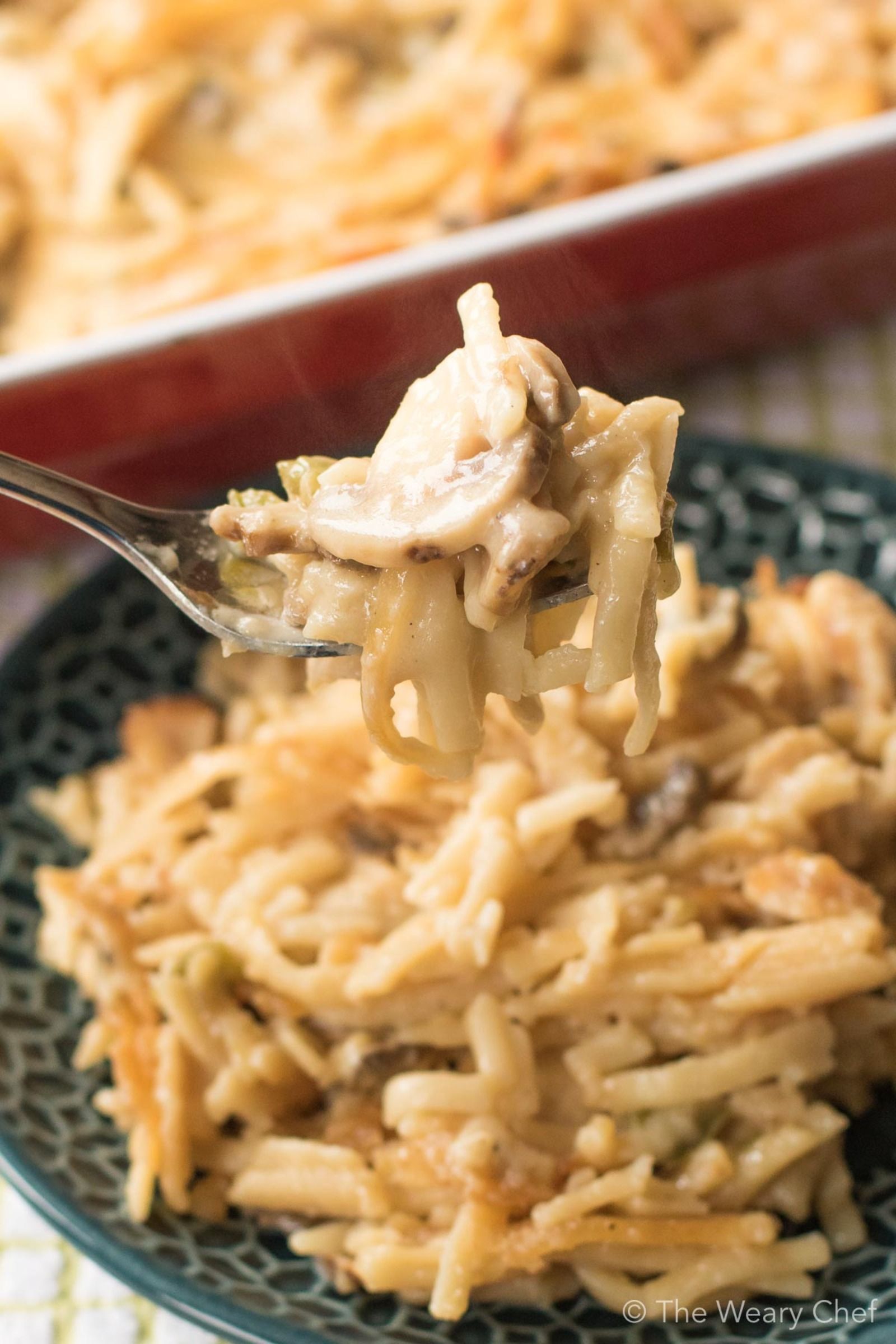 This Baked Chicken Tetrazzini is classic comfort food at its best. This recipe is sure to be a family favorite dinner at your house!