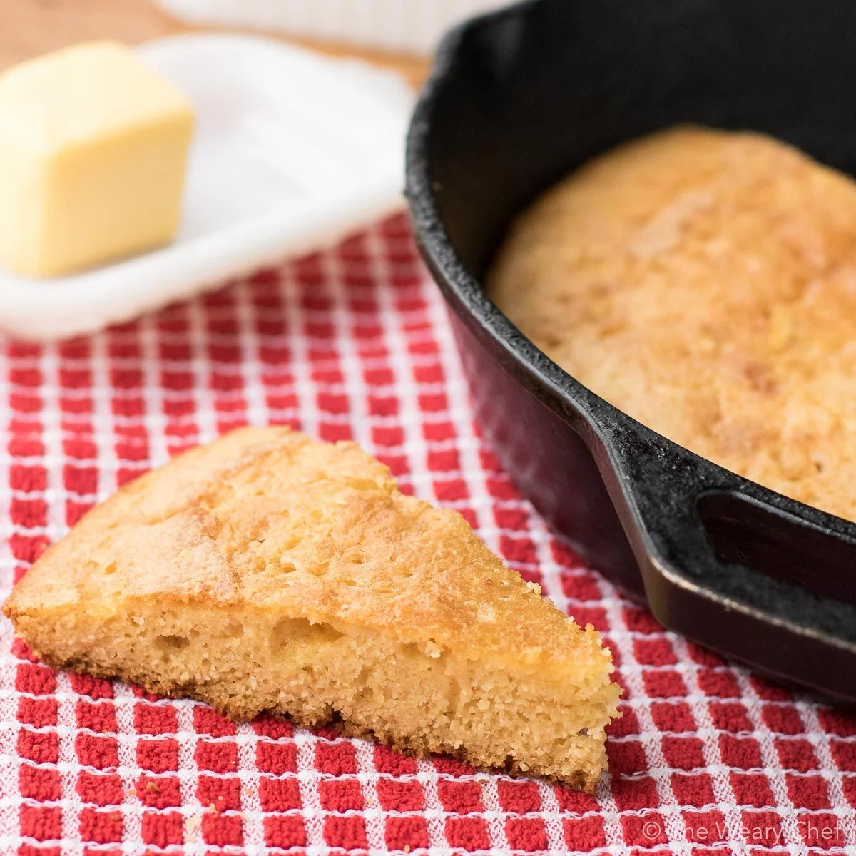 Perfect Southern Cornbread is savory, not sweet. You'll love this easy recipe that bakes up easy in about 20 minutes!