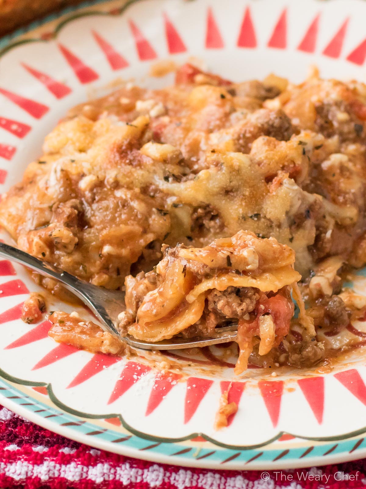 You can get this lazy lasagna in the oven in about 20 minutes! This hearty recipe is perfect for family dinners, potlucks, or a make ahead meal.